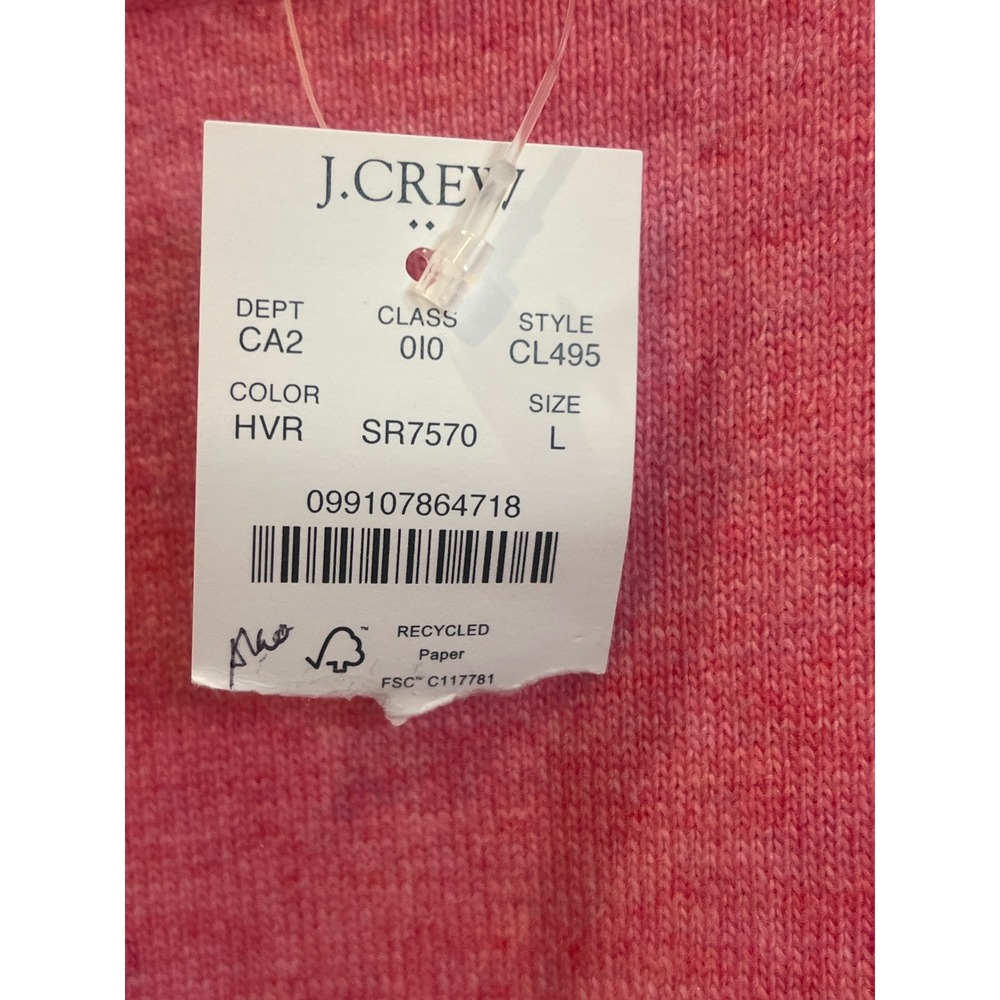 J.Crew Pink Raglan Crewneck Wool Blend Knit Sweater CL495 Mens Large NEW - Picture 3 of 5